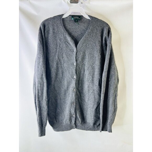 Lauren Ralph Lauren Soft Cashmere Cardigan Sweater Gray - Picture 3 of 7